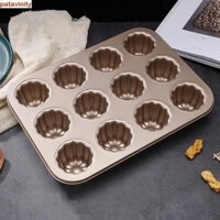Patavinity Canele Khuôn Bánh Ngọt 12 Khoang Máy Nướng Chống Dính Thép Carbon Custard Bánh Chảo