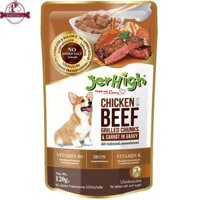 Pate Cho Chó Vị Bò Gà Nướng Sốt Cà Rốt Jerhigh Chicken Beef Grilled Chunks Carrot In Gravy