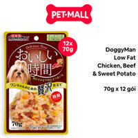 Pate chó DoggyMan Low Fat Chicken, Beef & Sweet Potato 70g - Hộp 12 gói - Vị Thịt gà, Thịt bò và Khoai lang Petmall