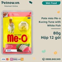 Pate mèo Me-o Kucing Tuna with White Fish 80g - Hộp 12 gói Petnow