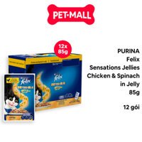 Pate mèo PURINA Felix Sensations Jellies Chicken & Spinach in Jelly 85g - Hộp 12 gói Petmall