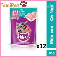 Pate Whiskas Vị Cá Ngừ 85g Cho Mèo Con - Combo 12 gói