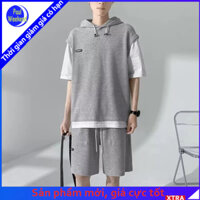 Paulweekend Bộ đồ nam bánh quế rộng màu đen đậm xám nhạt xám M-3XL