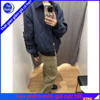 Paulweekend Navy Blue Pilot Jacket American Retro Đồng phục bóng chày Áo khoác nam thông thường