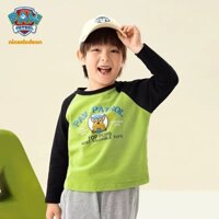 Paw Patrol Boys Áo thun Cotton nguyên chất Tay dài cổ tròn màu tương phản Tay áo trẻ em Trung nhỏ Thương hiệu Quần áo trẻ em Xuân Thu Hàng có sẵn Sản phẩm mới