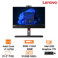 PC AIO Lenovo ThinkCentre M70a 22 Gen3 - Black- 21.5 FHD IPS; i7-12700; Q670; 8GB 3200 + 1slot; 512GB SSD PCIe +2 2.5; Loa 2Wx2; WF5+ BT5.1; K&M; HDMI + DP 1.4; Cam 5.0; VESA Mount; Dos; 1Y Onsite (11VL0003VA)