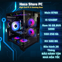 PC Gaming VSP Đen 512x2 CPU I5 12400F Rx 580 8G Ram 16Gb SSD 256Gb