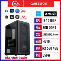 PC HDC GAME ESPORT CPU Intel i3 10105F – RAM 8GB DDR4 – SSD 256GB Nvme M.2 – MAIN H510 chính hãng – VGA RX 550 5GB