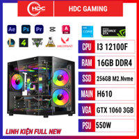 PC HDC GAMING CPU Intel i3 12100F – RAM 16GB DDR4 – SSD 256GB – MAIN H610 - VGA GTX 1060 3GB