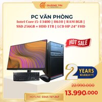 PC Văn Phòng Intel Core i5-13400 | RAM 8GB | SSD 256GB + HDD 1TB | Màn hình HP 24 inch FHD