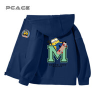 PCACEÁo Hoodie bé trai Áo có dây kéo trẻ em Áo khoác đơn giản thời trang có túi Minions In