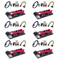 PCIE Riser 1X to 16X Graphics Extension for GPU Mining Powered Riser Adapter Card, 60cm USB 3.0 Cable, 4 Solid Capacitors, Two 6PIN and Molex 3 Pow...