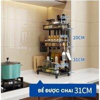 【PCST】 Kệ Đựng Gia Vị, Chai Lọ 3 Tầng INOX 304 Có khay Để Thớt Đặt Bàn Cao Cấp 【KM】