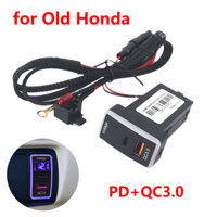 Pd + QC3.0 Ổ cắm sạc ô tô Bộ chuyển đổi nguồn sạc nhanh với Vôn kế kỹ thuật số LED 24mm * 43mm cho Honda Fit Accord Civic cũ