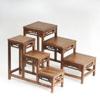 PDK Giá đỡ Bogu cao và thấp cho cánh gà, giá trưng bày thủ công gỗ đỏ, giá đỡ hoa nhỏ, đế gỗ nguyên khối