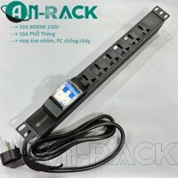 PDU 6 ổ cắm 3 chấu chuẩn đa dụng chuẩn dọc, công suất 32A, Cable nguồn 2M