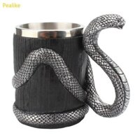 Pealike Cho Sáng Tạo 600ml Thép Không Gỉ Bia Cốc 3D Nhựa Rắn Tay Cầm Hai Lớp Cốc Uống Tankard Cà Phê Sữa