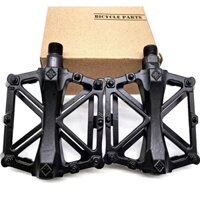 Pedal bàn đạp nhôm bi vòng sử dụng cho xe đạp MTB, fixed gear gắn straps màu đen
