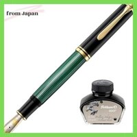 Pelikan Pelikan fountain pen F fine green stripe Sovereign M1000 with bottle ink