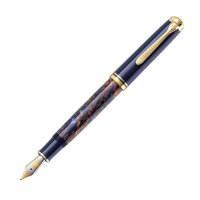 Pelikan Special Edition Souverän M800 Stone Garden Fountain Pen, Medium Nib, Blue/Brown Marble, 1 Each (810135)