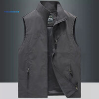 Pem- Túi Bên Nam Áo Khoác Nam Áo Khoác Nam Nhanh Khô Ngoài Trời Áo Khoác Có Túi Áo Vest Không Tay Nhẹ Cho Mặc Thường Ngày Cổ Đứng Dây Kéo Placket Lưới