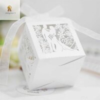 Pengtao12 50 Chiếc Hộp Ủng Hộ Đám Cưới Có Ruy Băng Vintage Nhỏ Hộp Quà Tặng Khắc Rỗng Hộp Kẹo Thiết Kế Lồng Chim Hộp Đường Cho Khách Dự Tiệc Trang Trí Đám Cưới Giữ Bánh Quy Sô Cô La