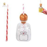 Pengtao12 Patron Chai Trống Để Uống, Cốc Có Thể Tái Sử Dụng Có Lỗ Rơm, Chai Nhựa Mini Patron Tequila, Cốc Chai Rượu Patron Mới