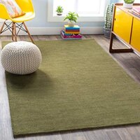 Peonia 6' Round Round Solid & Border 100% Wool Sage Area Rug