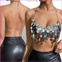 Pepa Nữ Lấp Lánh Sequin Dây Bikini Áo Ngực Lưng Tua Rua Cơ Thể Dây Xích Camisole