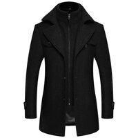 Perfect-display Winter Wool Jacket Men's Wool Coat Wool Coat Men's Long Cotton Collar Trench Coat,Black,L,Italy