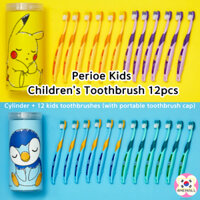 Perioe kids 3 bước bàn chải đánh răng trẻ em 12 chiếc (pikachu / piplup) pokemon kakao 6 đến 9 tuổi