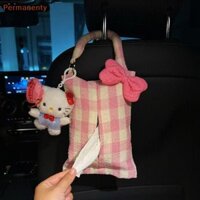 [Permanenty] Túi đựng khăn giấy có thể treo được Kawaii Hello Kitty Sanrio KT Cat Car Hộp giấy trang trí Hộp đựng khăn giấy treo tại nhà