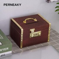 Perneaky Heo Đất Tổ Chức, Hộp An Toàn Có Khóa Kết Hợp Hộp Bảo Quản Kho Báu, Bình Đựng Tiền Phong Cách Vintage Hộp Tiết Kiệm Tiền
