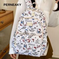 PERNEAKY Phim hoạt hình di động Túi đựng Laptop học sinh Hello Kitty dung tích lớn