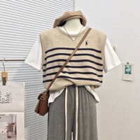 persea._ Áo gile len thêu ngựa Polo phong cách Hàn Quốc. Áo gile len lông thỏ dày dặn mềm mịn