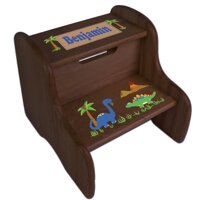 Personalized Dinosaurs Espresso Two Step Stool