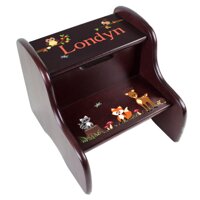 Personalized Espresso Woodland Animals Step Stool