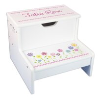 Personalized Stemmed Flowers Storage Step Stool
