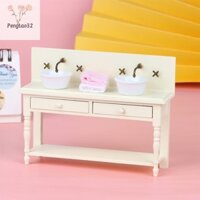 [Pes] 1 Bộ 1: 12 Nhà búp bê Bồn rửa phòng tắm bằng gỗ thu nhỏ có khăn tắm Nội thất Mini Tủ phòng tắm Tủ vệ sinh [VN]