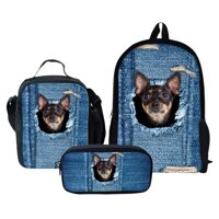 Pet Pattern School Student Backpack Lunch Bag Set For Kids Durable - Puppy3