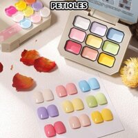 PETIOLES Petioles 3g * 9 màu Bộ sơn móng tay đầy màu sắc, Gel kem rắn lưới chín vuông lâu trôi, Màu sắc mùa hè nóng bỏng Sơn móng tay đa năng dành cho nữ Bạn gái