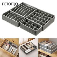 Petofqq 4 Cái / bộ Sắp Xếp Lưu Trữ Đồ Lót, Dây Buộc Quần Áo Dung Tích Lớn Tất Hộp Bảo Quản, Ngăn Có Thể Gập Lại Ngăn Kéo Đa Năng Sắp Xếp Quần Áo