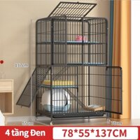 🐱Petorldog🐶 Chuồng 4 tầng cho mèo 78*55*137cm ( có bánh xe ) 2 màu đen trắng