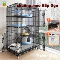🐱Petorldog🐶 chuồng mèo 3/4 tầng Gấp Gọn Lồng mèo Lồng chuồng chó mèo giá rẻ tặng khay giá rẻ Có 3/4 tầng