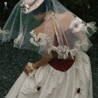 Petpalace Vải tuyn cô dâu một mảnh, Khăn che đầu Gạc Nơ Cô dâu, Váy cưới ngắn trong suốt ruy băng trắng thanh lịch