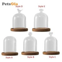Petsola Cloche Bell Jar Đường kính 9cm Vỏ trong suốt để bàn Hộp trưng bày có khay gỗ cho đầu giường trang trí