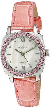 Peugeot Women's Small Skinny Leather Band Dress Watch