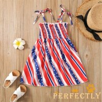 PFT-Kid Girl´s Dress, Star Stripe Print Sleeveless Pleated Sling Dress