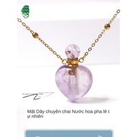 Pha Lê bột tự nhiên thạch anh tím pha lê xanh Fluorit chai nước hoa tinh dầu Mặt dây chuyền hình trái tim chai rỗng chuỗi áo len trái tim