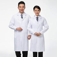 Pha trộn Cotton Polyester Áo khoác phòng thí nghiệm dài tay Bác sĩ Đồng phục Y tá Unisex